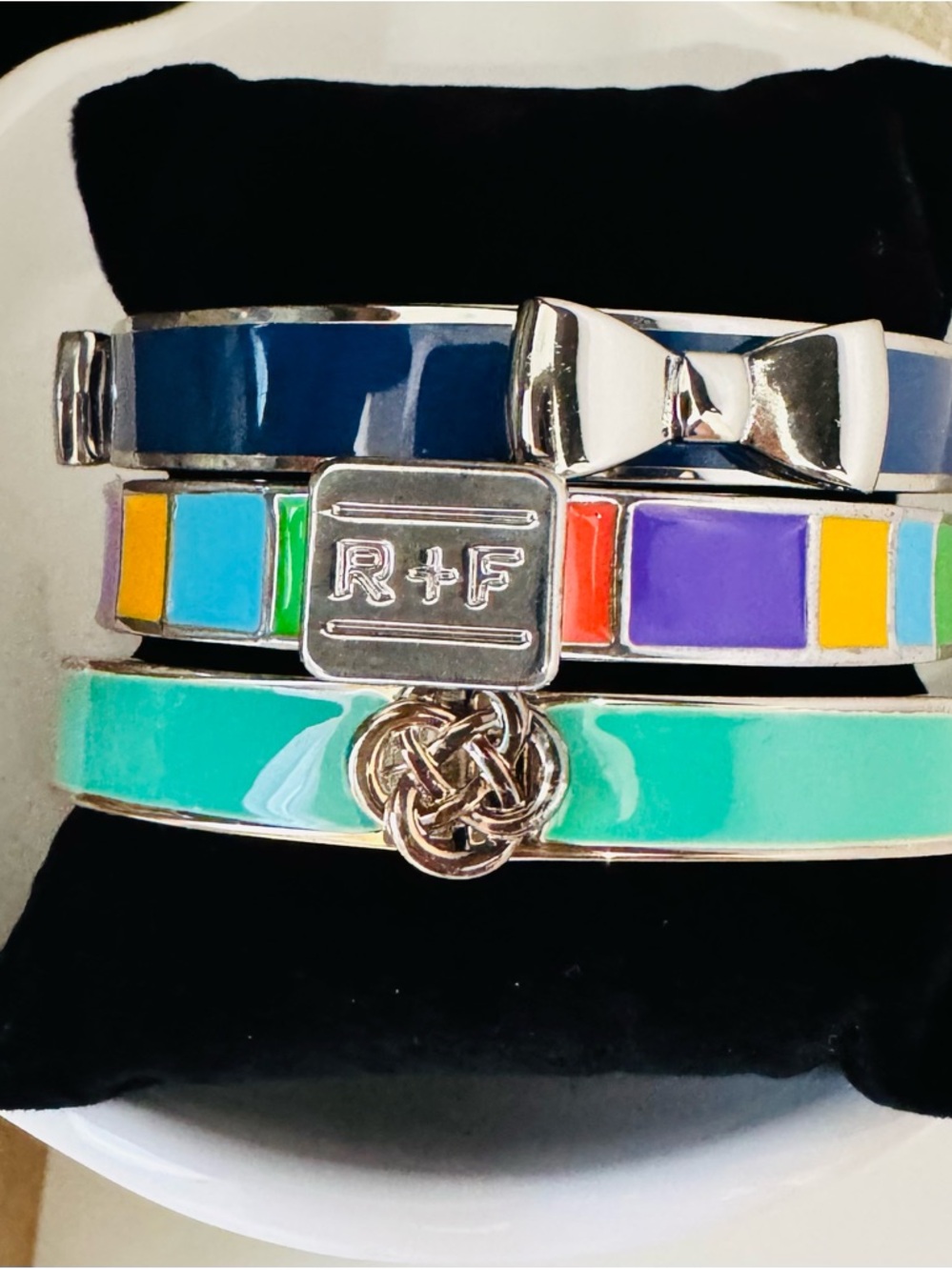 Sale!!! Set of 3 Designer Enamel  Hinged Bangle Bracelets